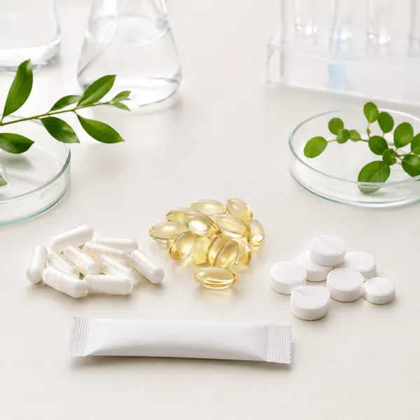 Dietary supplement capsules, softgels, tablets and sachet formats