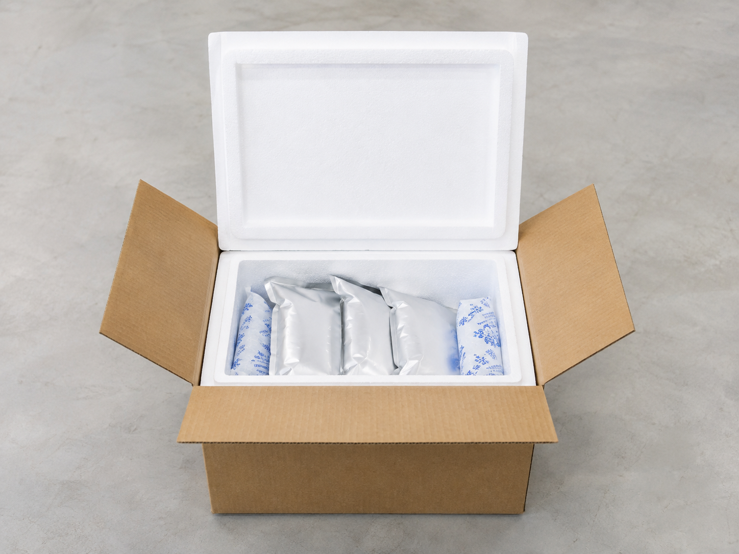 Insulated foam box and carton packaging illustration